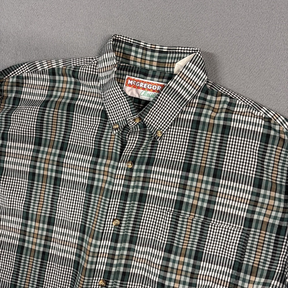 Mcgregor Classics Shirt Mens XLT Green Plaid Long Sleeve Button Down Vintage